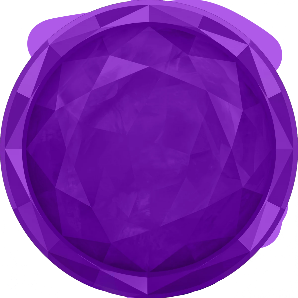Faceted amethyst gem echoing Here2Win Casino's gold-and-violet styling